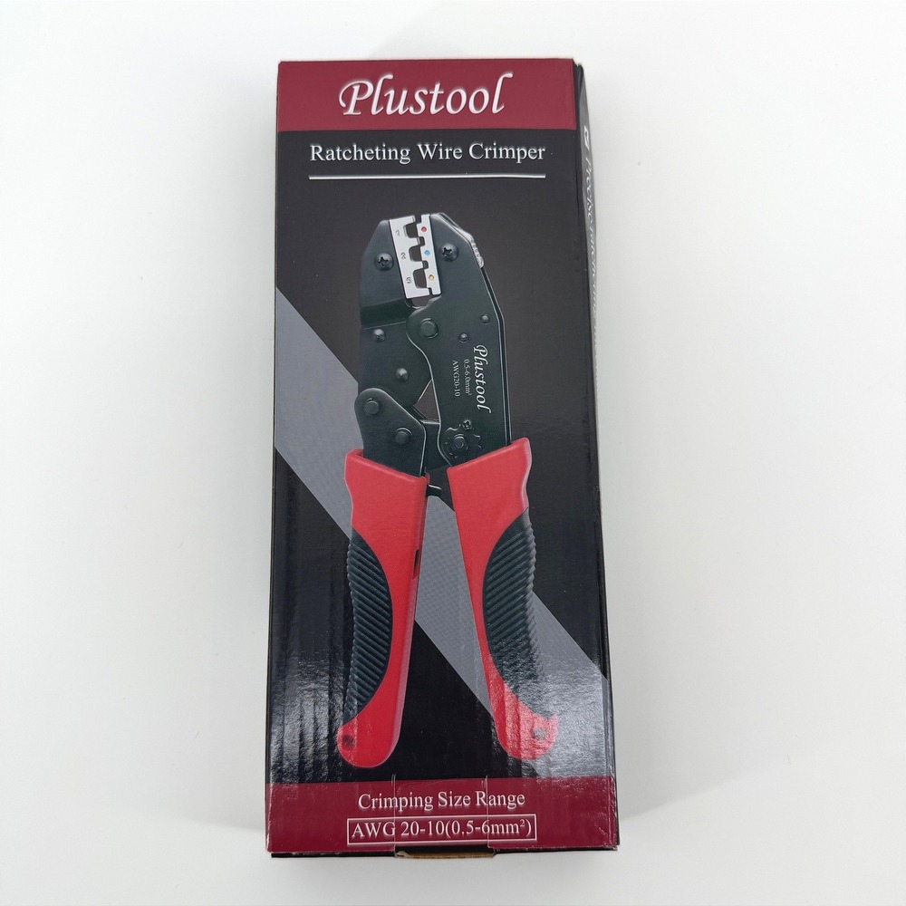Plustool Ratcheting Wire Crimper Tool AWG 20-10 Heat Shrink Connector Crimping